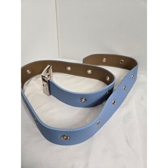 Burberry EUC leather belt size 105 / 42 Periwinkle blue silver adjustable0 main image 4